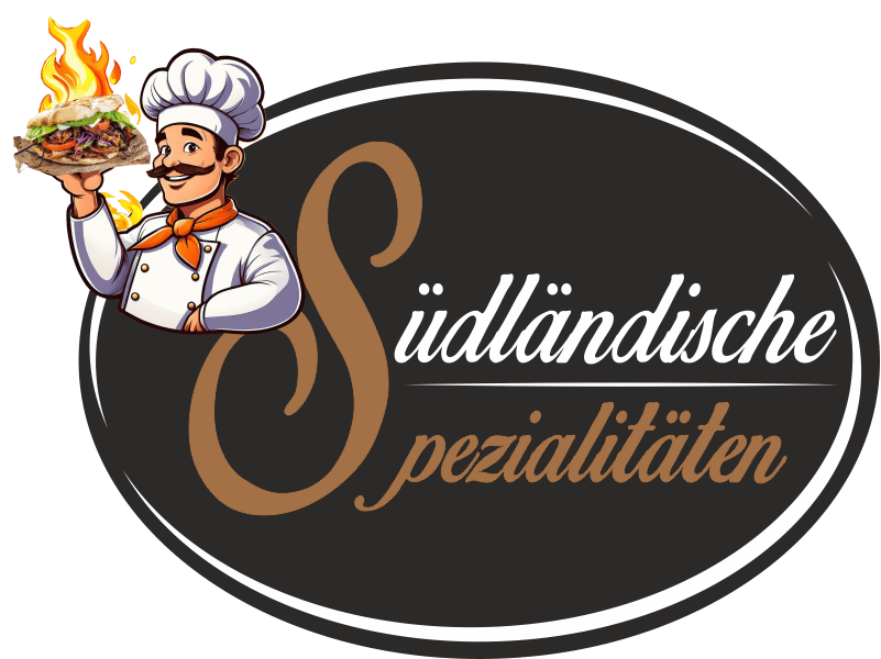 Logo Südländische Spezialitäten mit stilisiertem Koch mit Döner