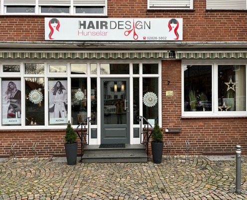 Außenansicht des Friseurstudios Hairdesign Hunselar