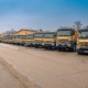 Fuhrpark der Firma Gebr. Siebers mit zahlreichen LKWs